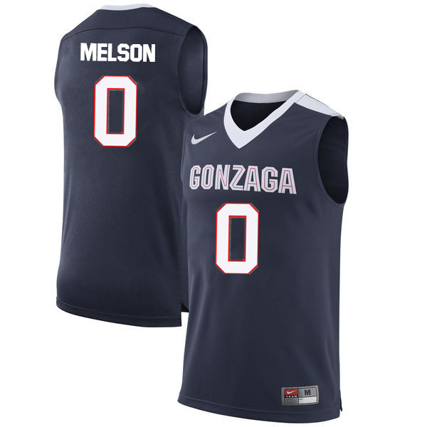 Men #0 Silas Melson Gonzaga Bulldogs College Basketball Jerseys-Navy - Click Image to Close